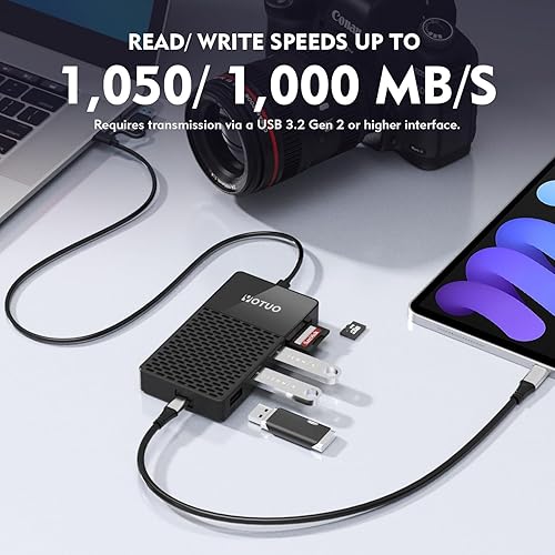 Miniatura 2 de SSD portátil todo en uno de 1 TB, hasta 1050 MBs, unidad externa de estado sólido USB-C con Hub USB 3.2 multipuerto y lector de tarjetas SDTF.