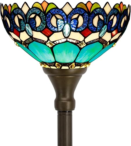 Miniatura 9 de Tiffany - Lámpara de pie estilo mariposa con diseño de flores, antorcha de esquina de pie, 12 pulgadas de profundidad x 12 pulgadas de ancho x 67
