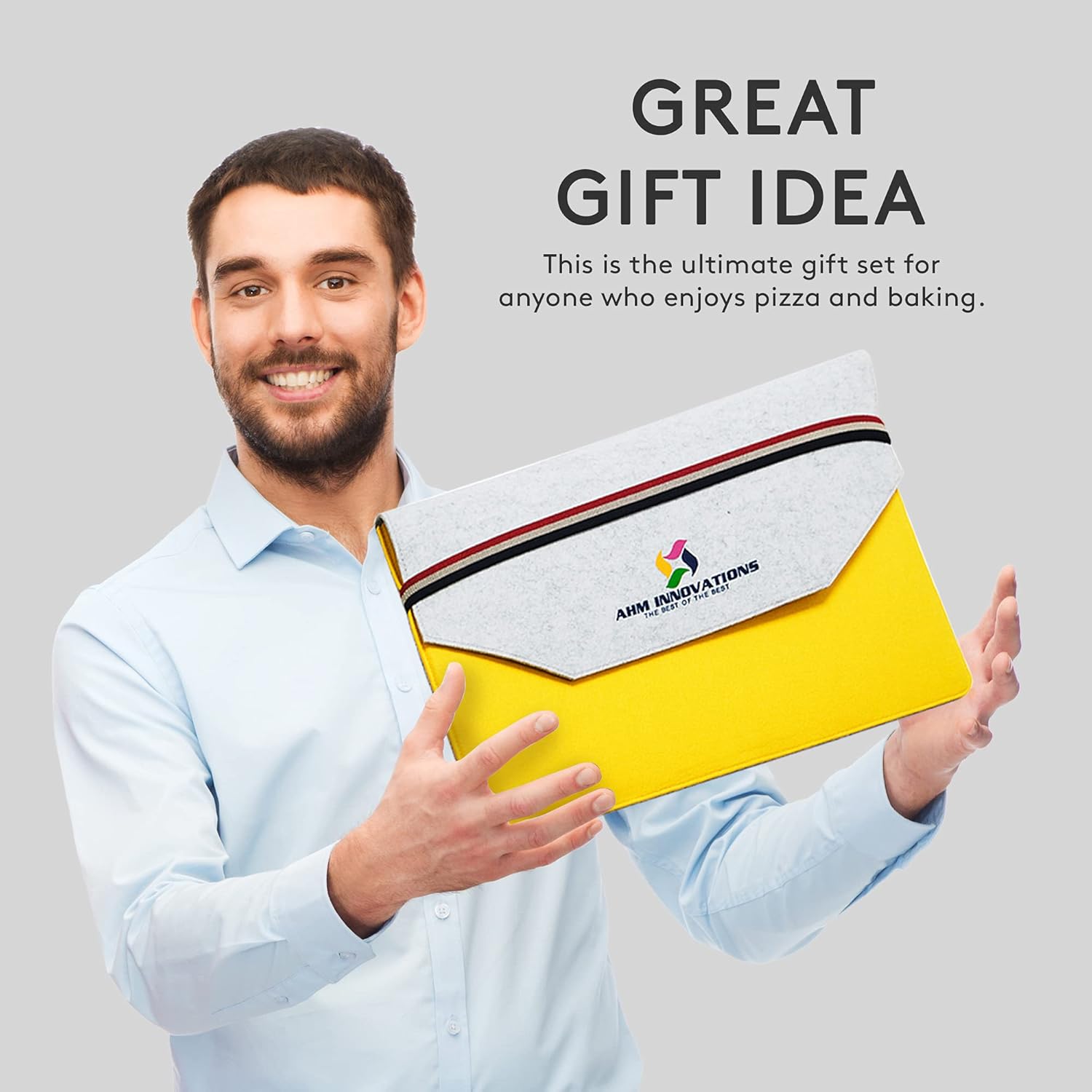 Rectangular Conducting Pizza Steel for Oven, High Performance Steel Pizza Stone with Pizza Recipe book, Felt Storage Bag, Pastry Baking Mat, 2-in-1 Bench Scraper Tool, Crispy Pizza in Just 2-4 Min