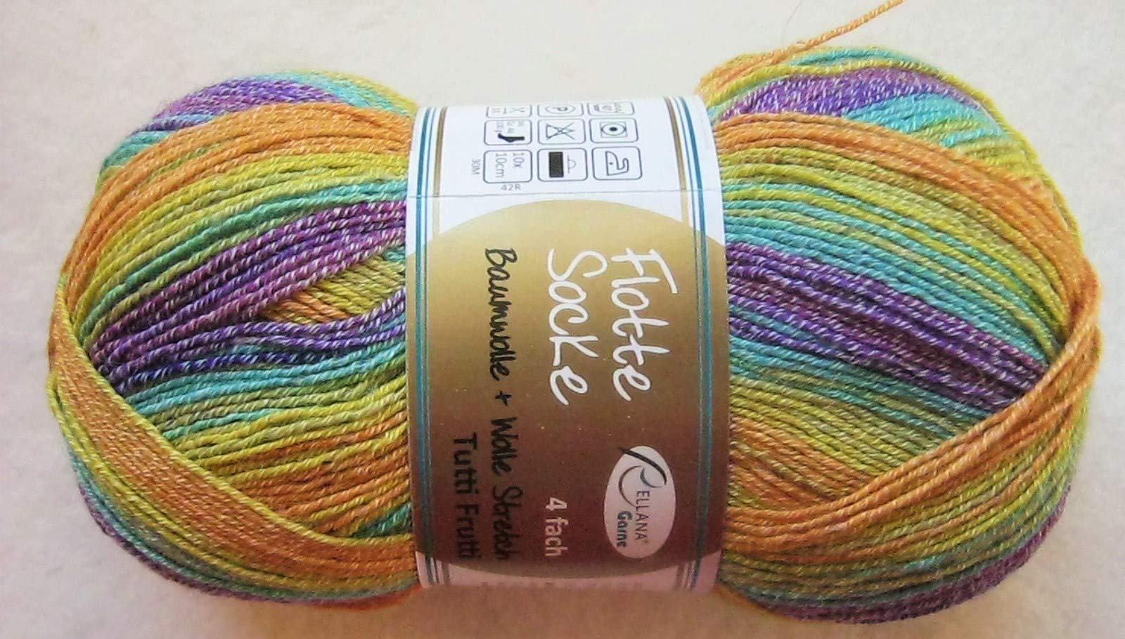 RellanaSock Yarn, 100 g, Cotton Wool Stretch 4-thread, Color 1412