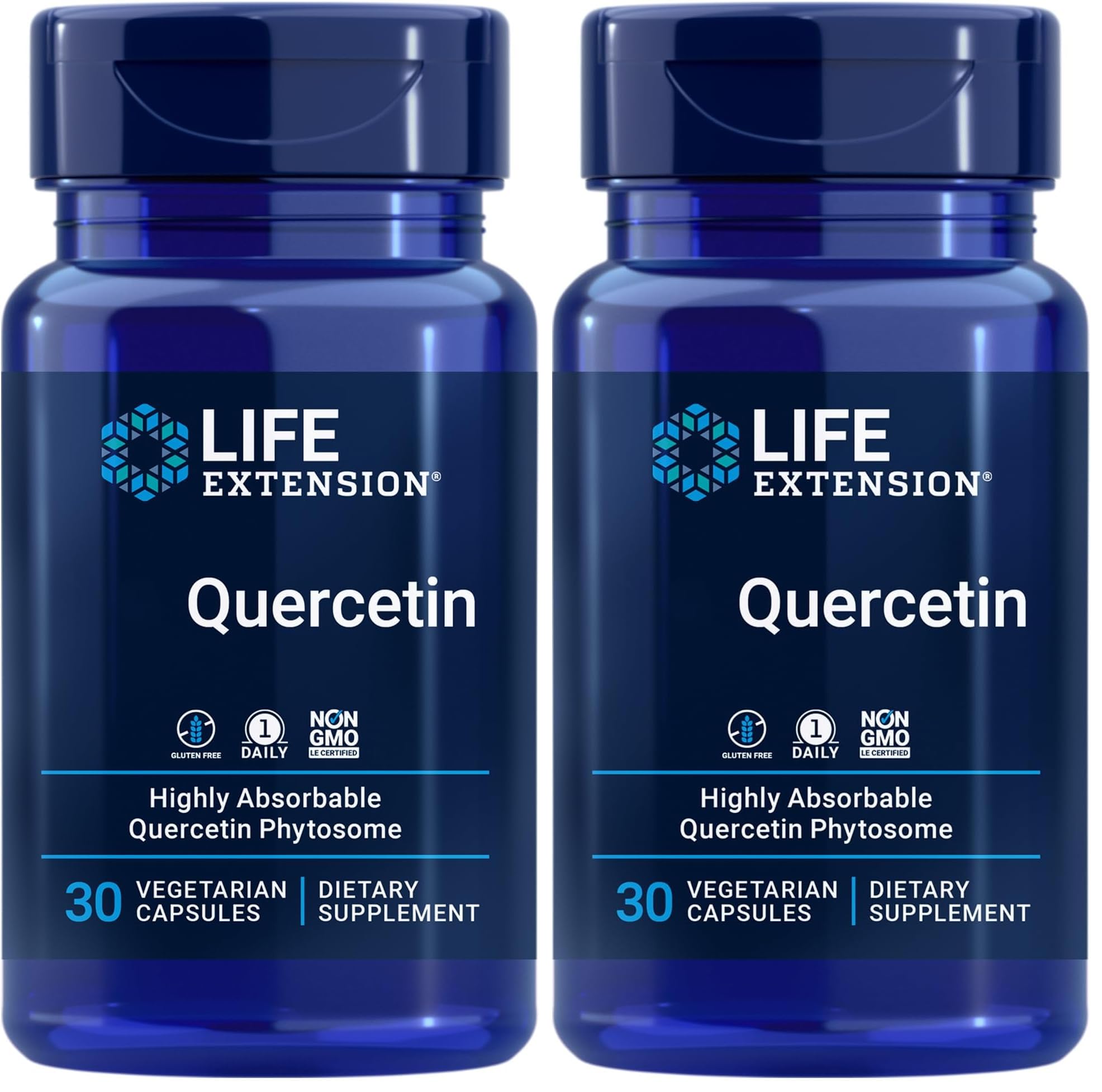 Life Extension, Quercetin, 30 vegane Kapseln, 10mg Quercetin je Dosis, Glutenfrei, Sojafrei, GMO frei, Geschmacksneutral (Packung mit 2)