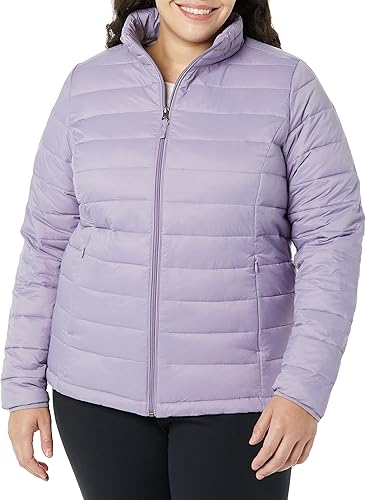 Miniatura 17 de Yaxa Essentials - Chaqueta acolchada para mujer, ligera, de manga larga, resistente al agua, plegable (disponible en tallas grandes) Rojo Amapola