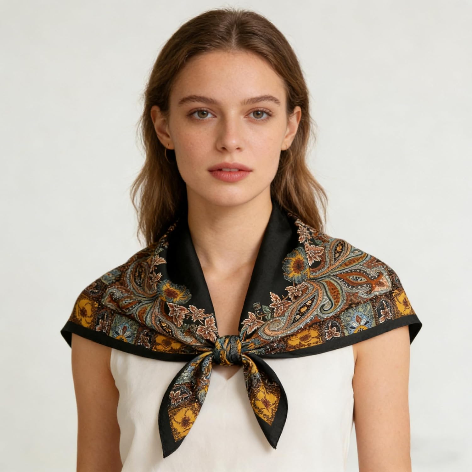 Women Paisley Hair Square Scarf 35.5", Silk Like Satin Sleeping Bonnet Wrap Nightcap Bandanas Square Scarf Headwear - Image 6