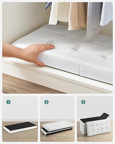 Miniatura 8 de SONGMICS Colección MAZIE - Banco otomano de almacenamiento de 30 pulgadas con tapa abatible, baúl de almacenamiento, reposapiés, soporta 660 libras,