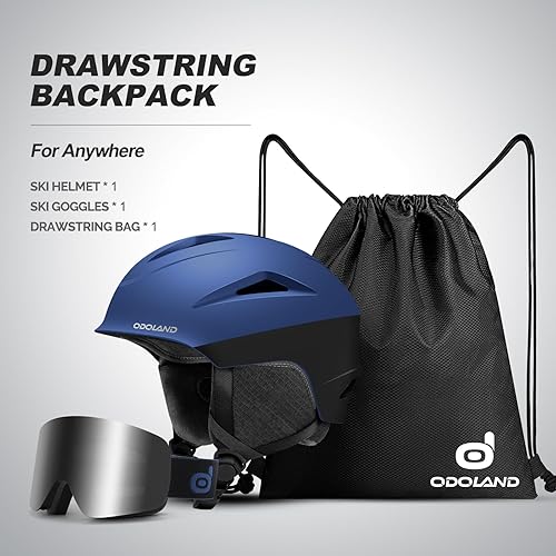 Miniatura 6 de Odoland - Casco de esquí y lentes de esquí, a prueba de golpes, resistente al viento, casco deportivo de seguridad y lentes protectores para