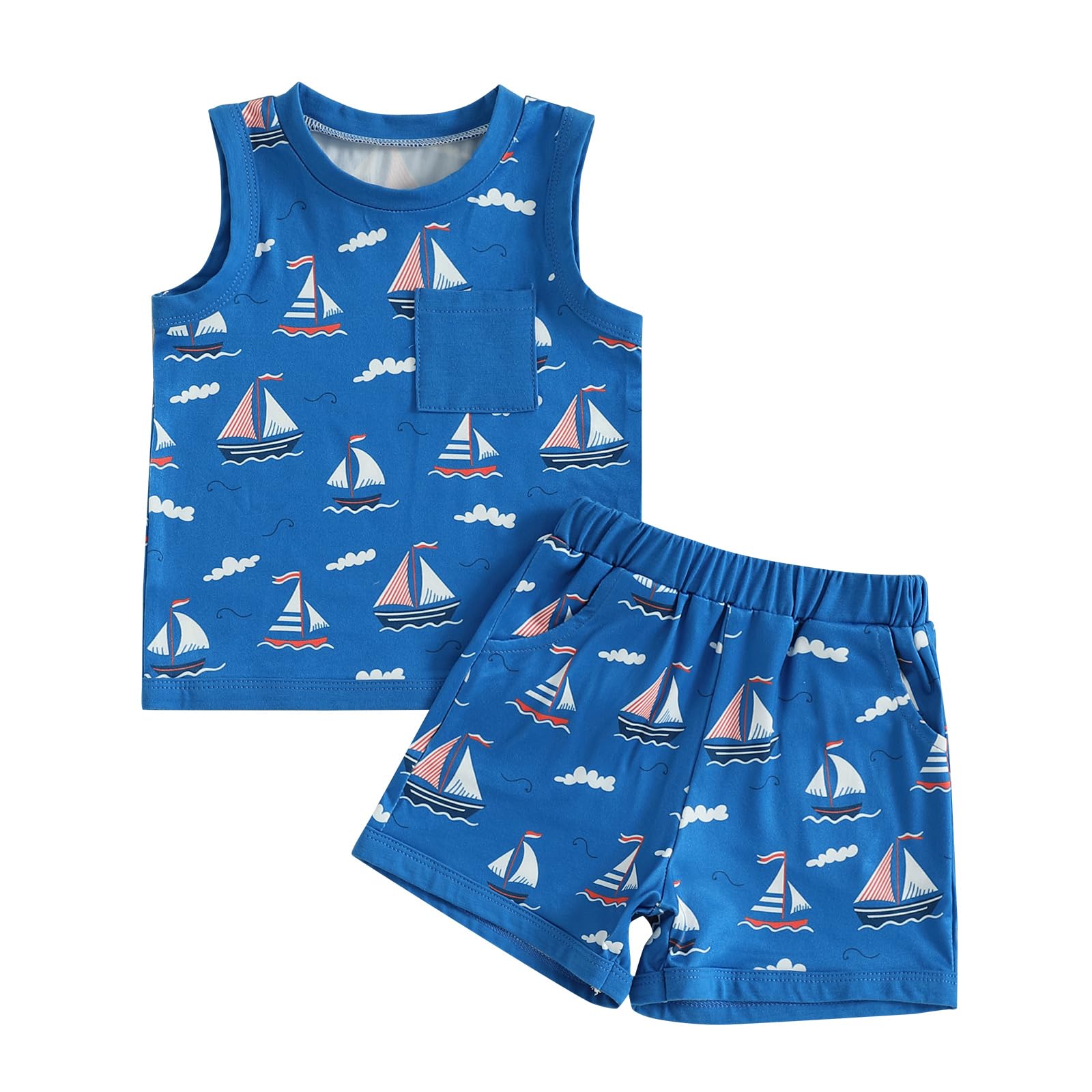Toddler Baby Boy Summer Outfit Sleeveless Tank Tops + Casual Shorts Set 2 Piece Infant Beach Clothes
