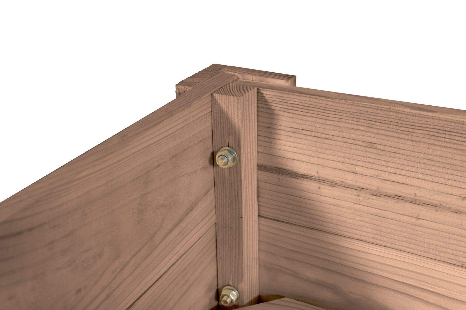 mgc24 Fioriera rialzata in legno di pino marrone scuro, rettangolare, extra sottile per balcone, 80 x 30 x 78 cm