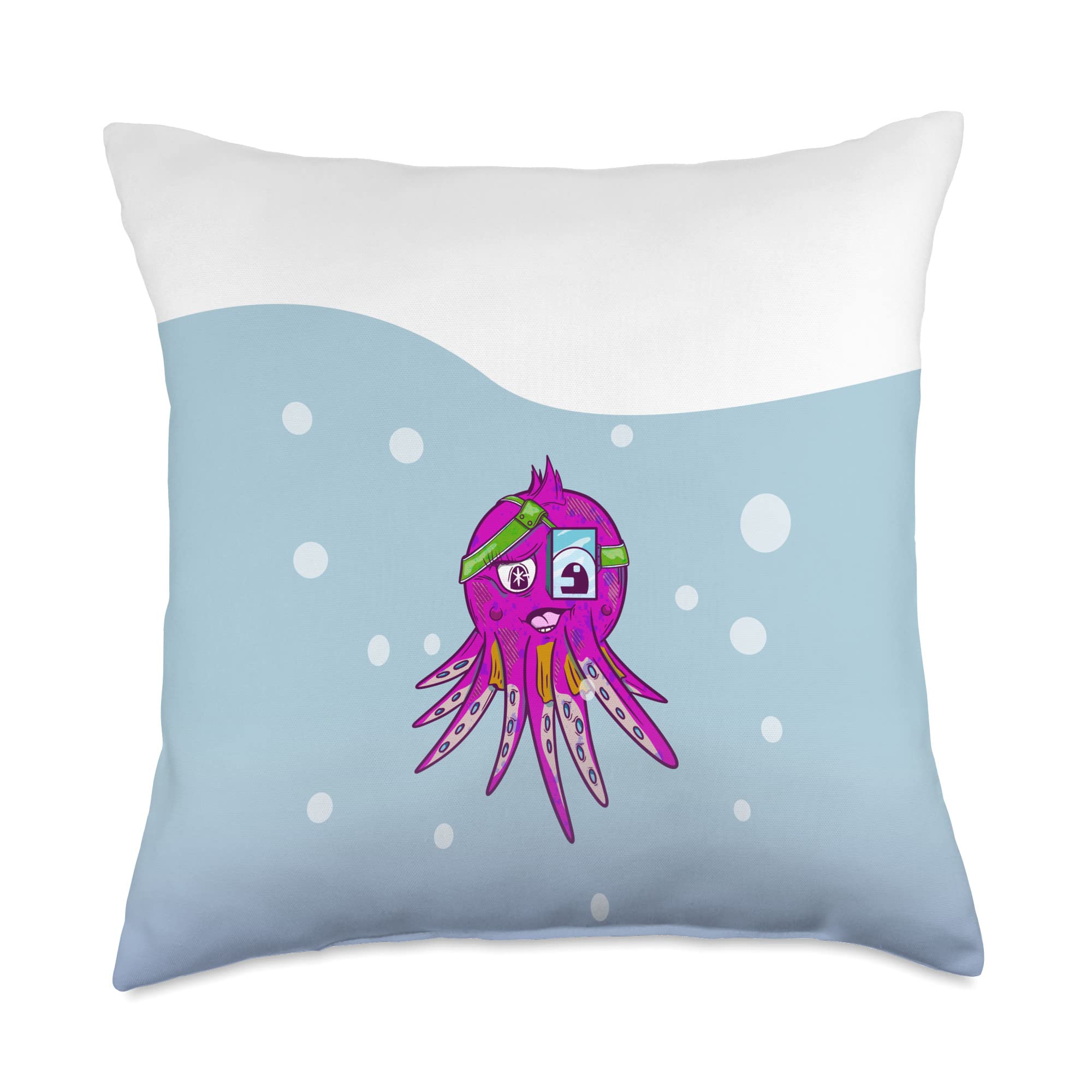 mailboxdisco Cute Vector Octopus Throw Pillow, 18x18, Multicolor