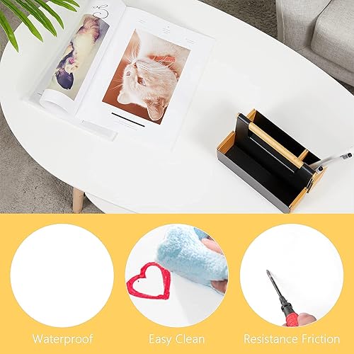 Miniatura 6 de Maupvit Mesa de centro ovalada de madera con estantería abierta para almacenamiento y exhibición, mesa de sofá de 2 niveles, muebles pequeños y