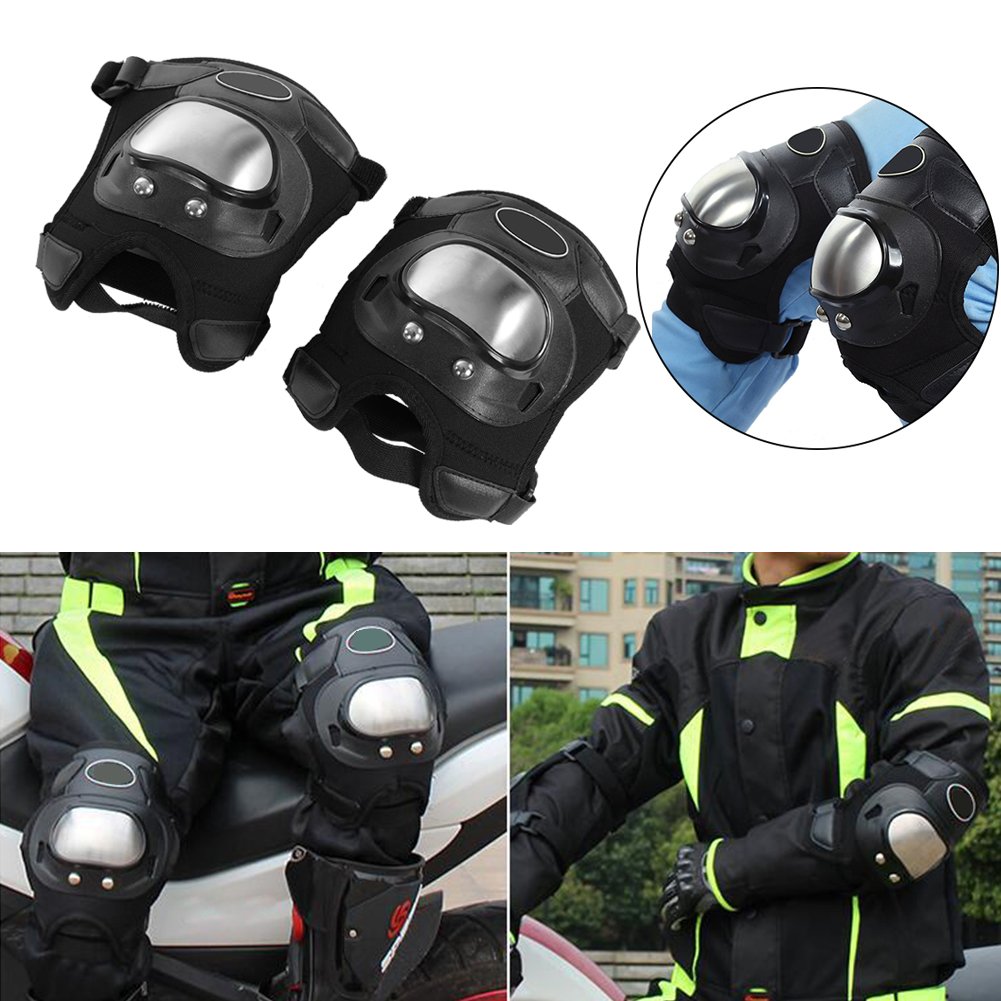 Ginocchiere di sicurezza Moto in acciaio inossidabile 2 pezzi Ginocchiere per adulti Set di armature protettive per lo stinco