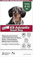 K9 Advantix II Flea Tick Mosquito Treatment for Small Dogs 4-10 lbs | Contact Kill Drops 2-Pack Monthly Protection