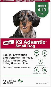 K9 Advantix Flea, Tick & Mosquito Prevention for Dogs 4-10 lbs. | Flea Drops for Small Dogs | Apply Monthly | 2 Treatments