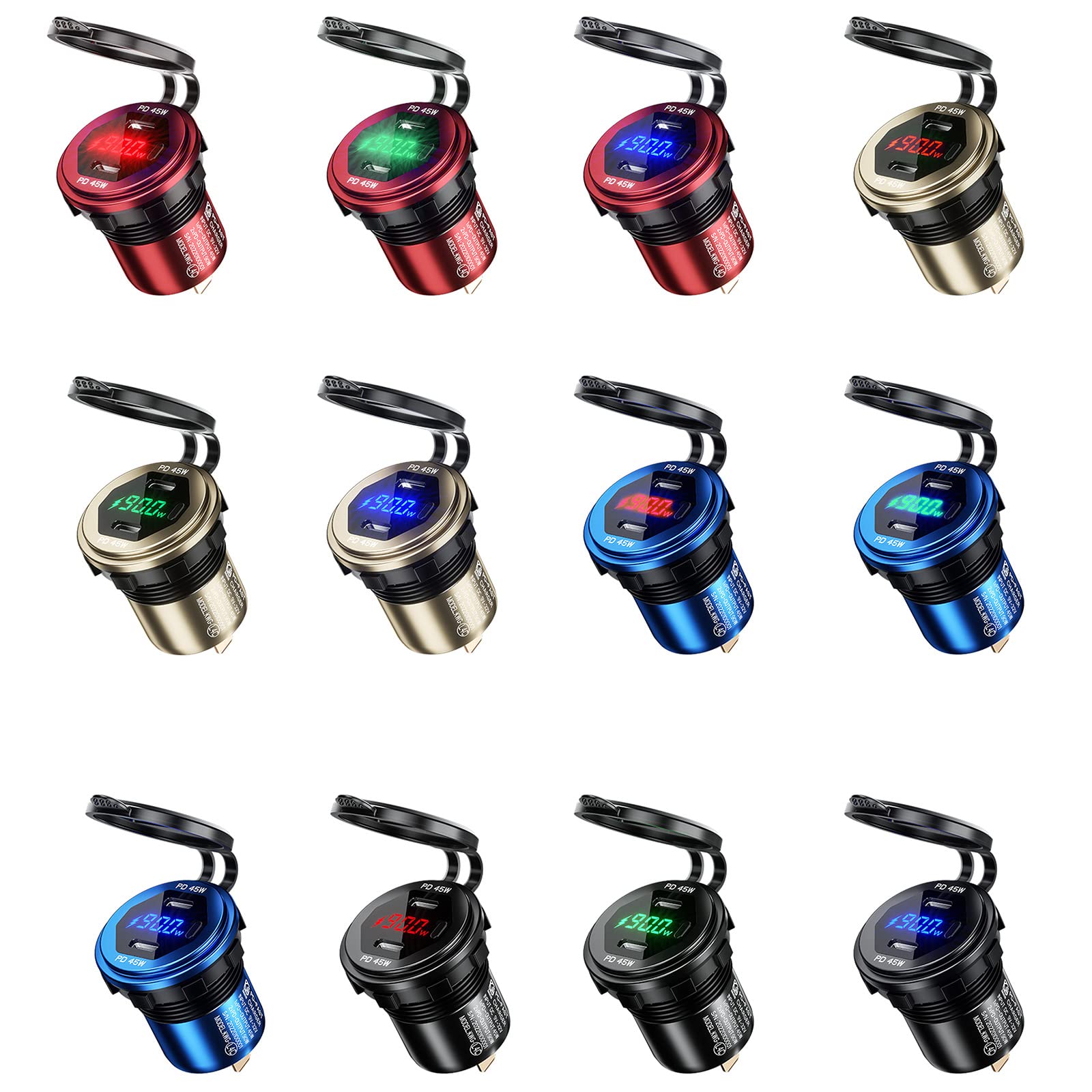 12/24V 4.8A Dual USB Charger Socket Waterproof USB Port USB Charger Socket for Marine Truck Motorcycle Car etc