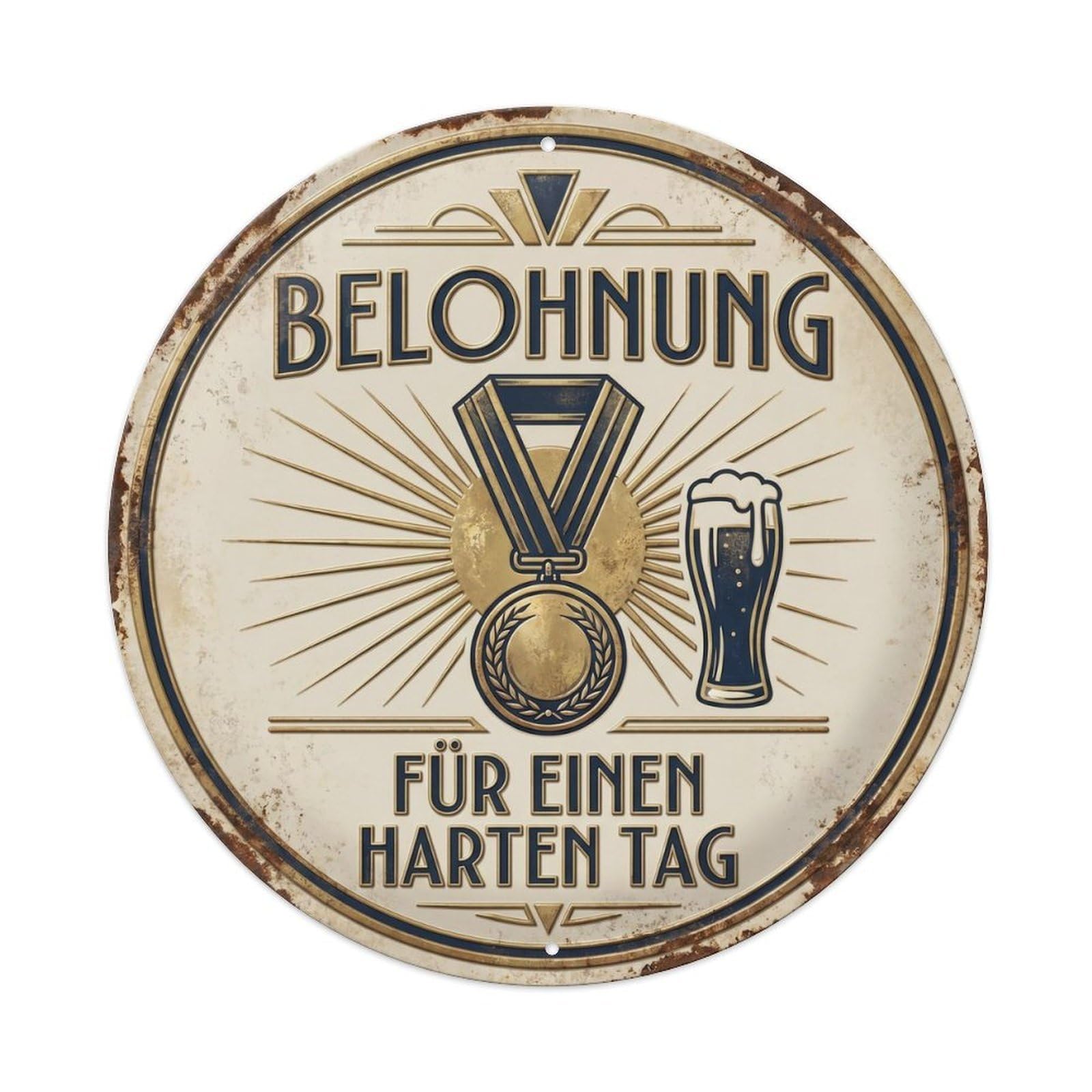 Vintage Bar Style Belohnung Humorous Lounge Reward Metal Tin Sign Plaque Wall Decor for Cafe, Club, Garden Round Metal Poster 8x8Inch