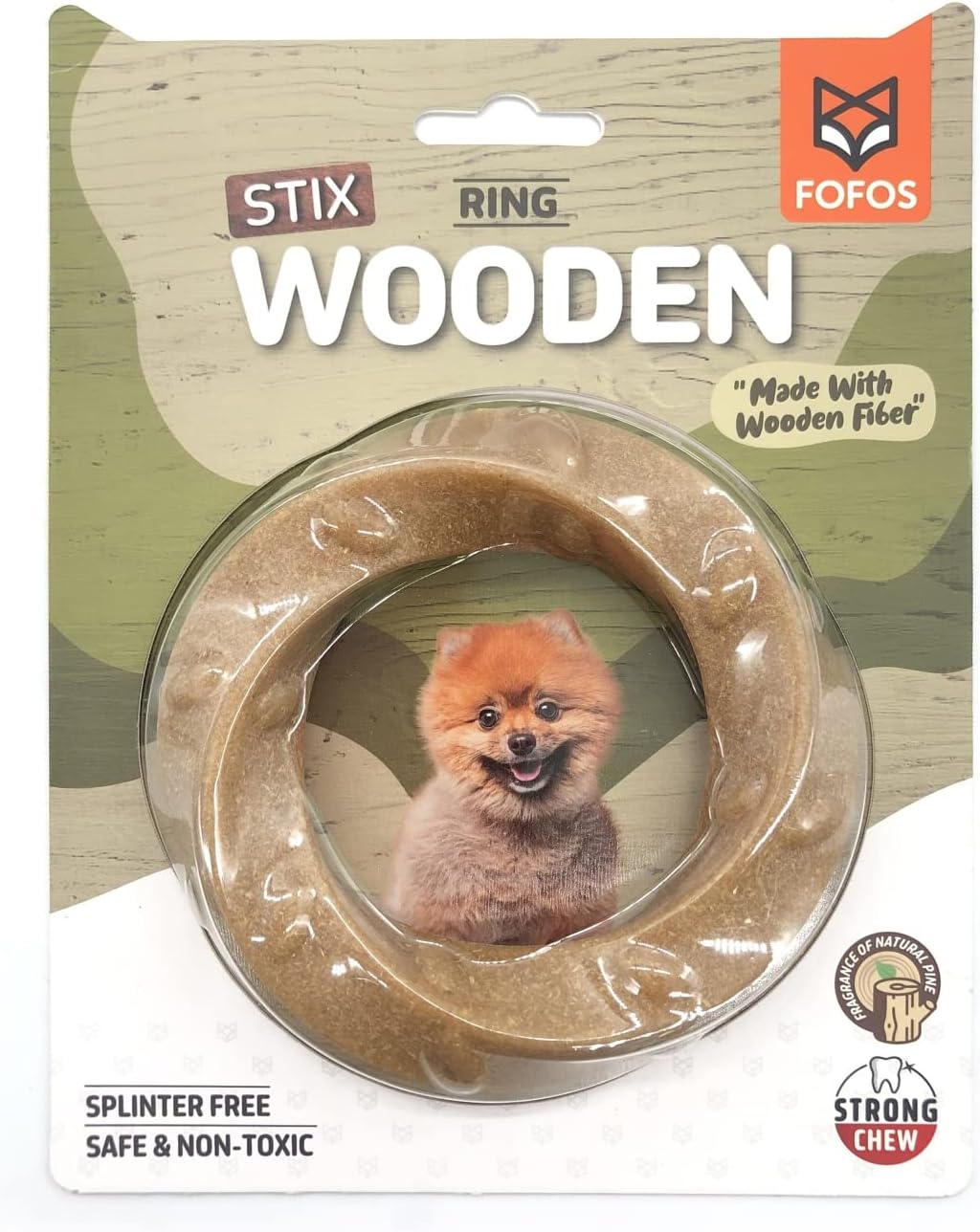 - BarkButler x FOFOS Woodplay Ring Dog Chew Toy - Real Wood Fibre Chew Toys for Dogs, Small Dog Toys (0-10kgs) - Brown