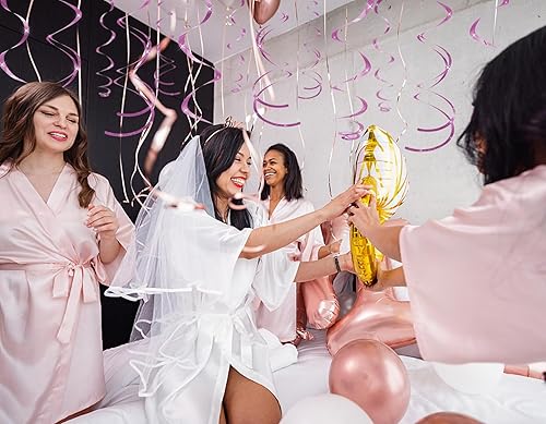 Miniatura 3 de 30 remolinos colgantes rosados, decoraciones de fiesta de remolino, serpentina de plástico para techo, 26 pulgadas