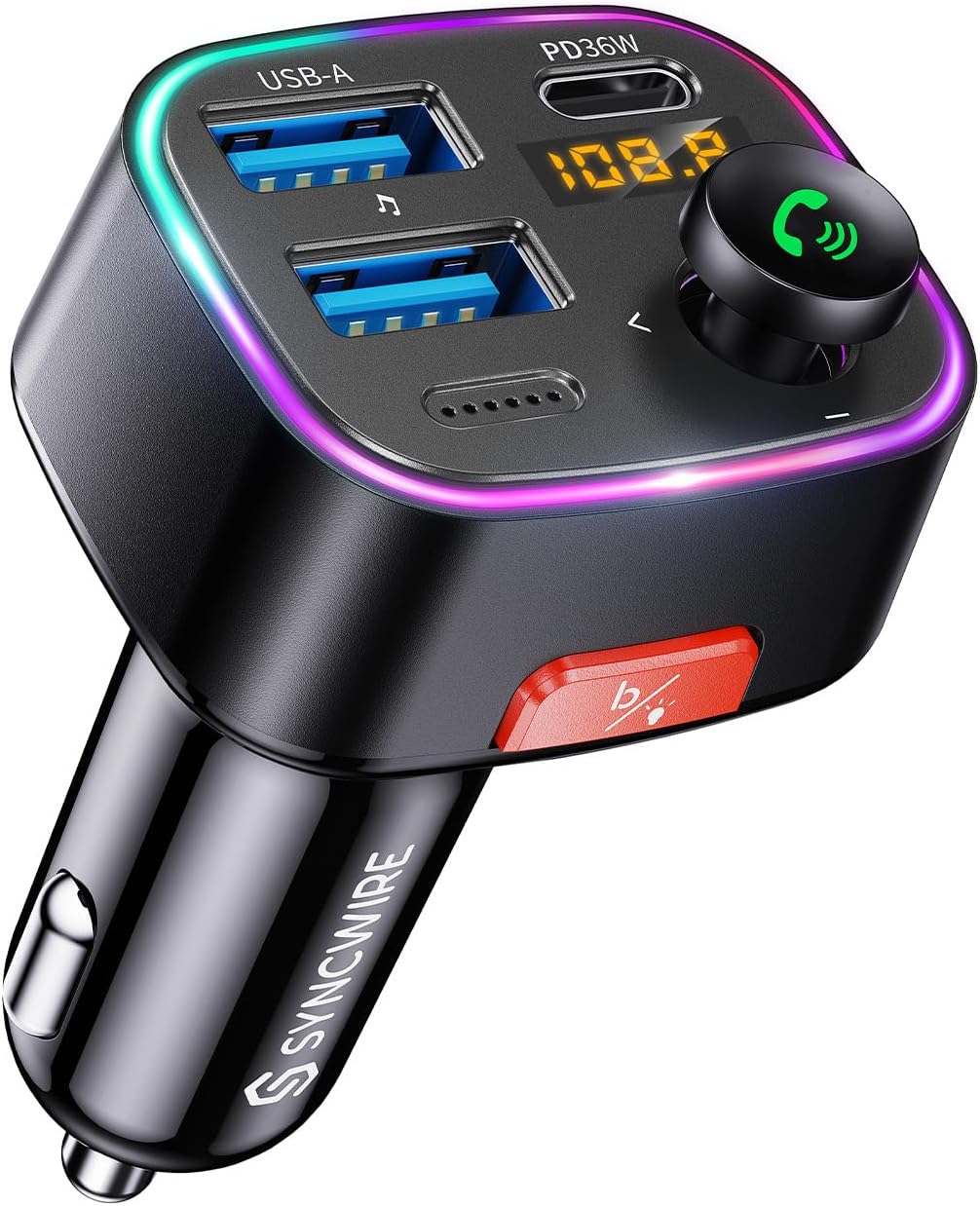 Syncwire Bluetooth 5.4 FM Transmitter Car Adapter 48W (PD 36W