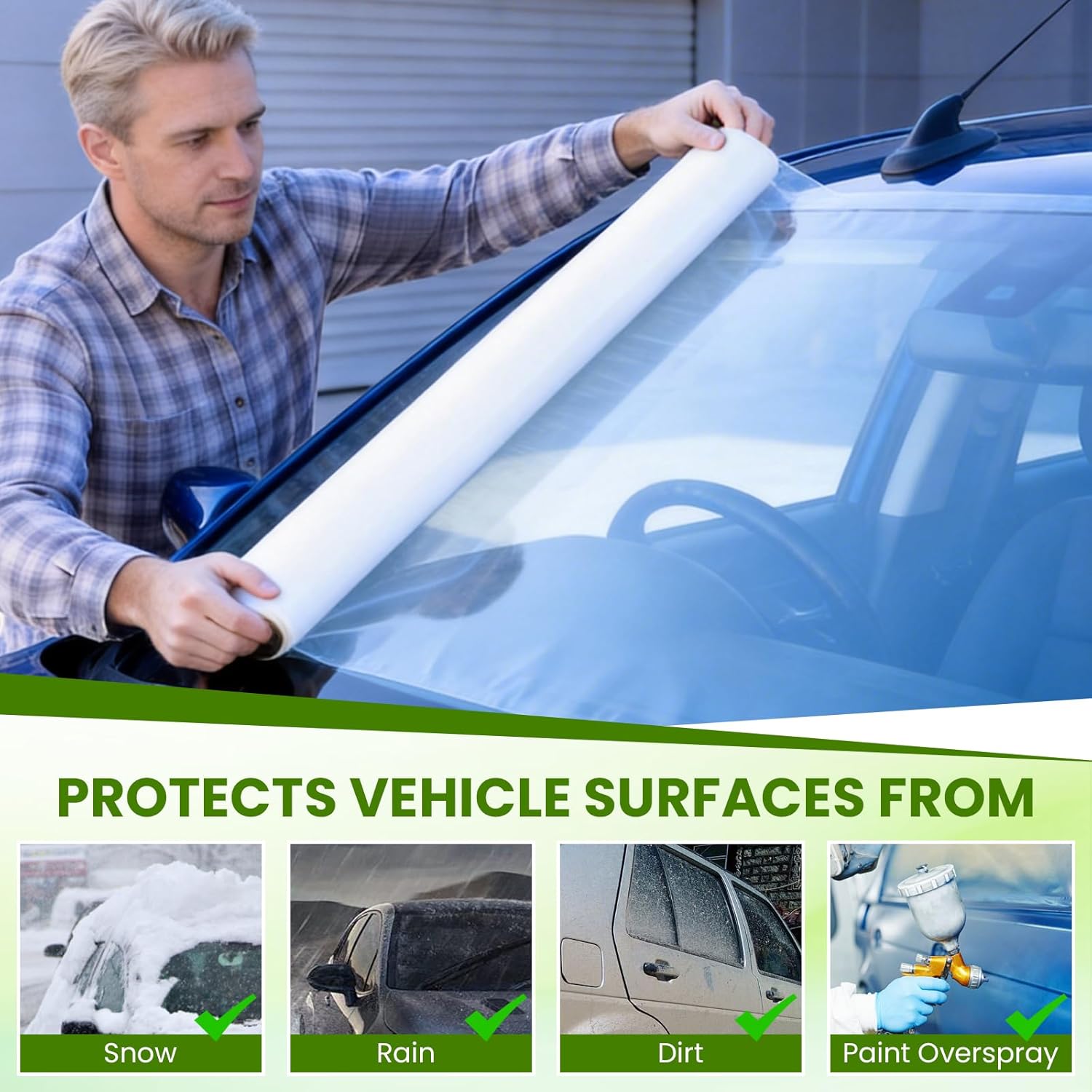 Crash Wrap Film, 36 inch x 100 feet, Clear Collision Wrap for Damaged Vehicles & Car Windows, Removes Cleanly,Self-Adhesive Broken Window Cover Film
