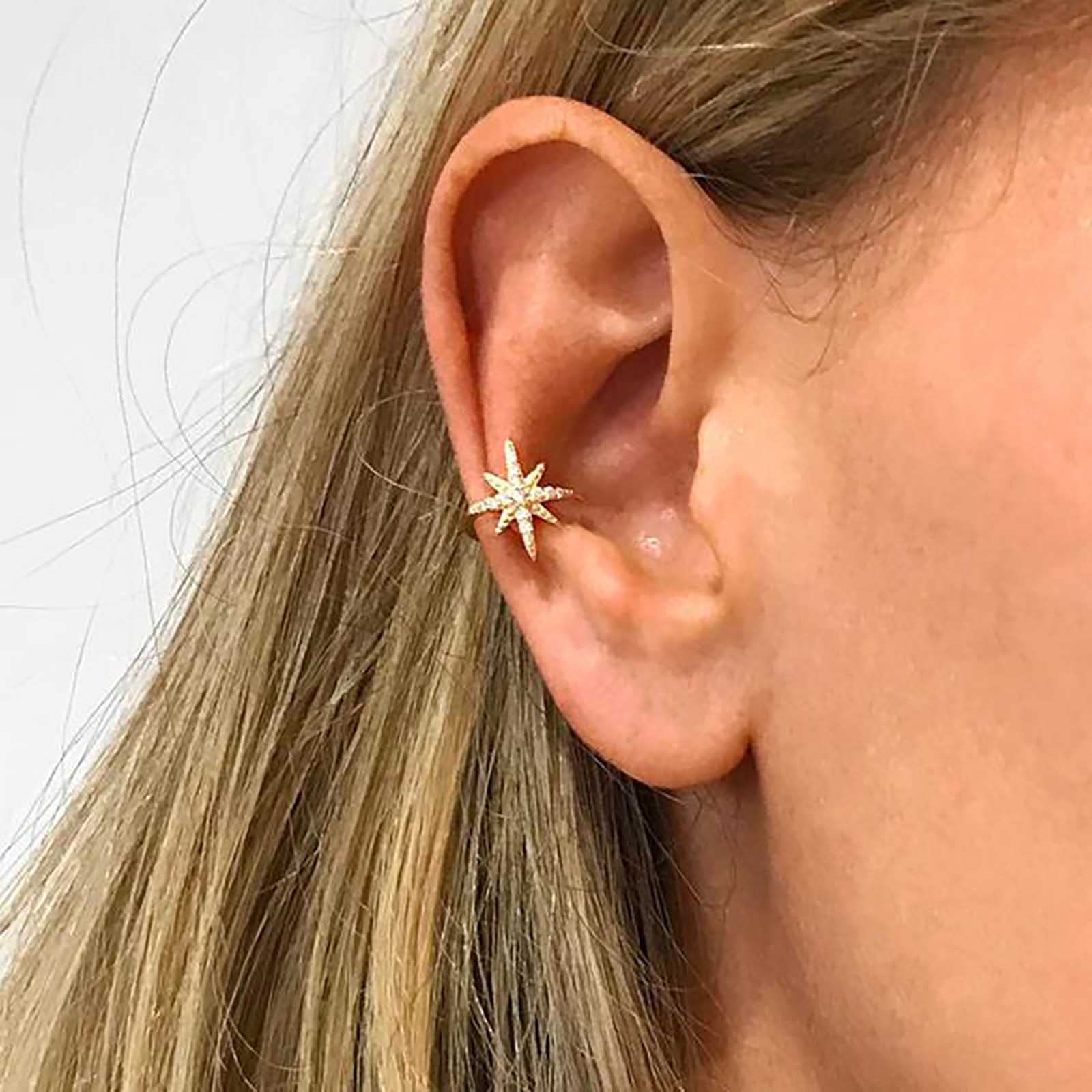 Vintage Crystal Northstar Ear Cuff - Orecchini A Clip A Stella Con Strass Per Donne E Ragazze, Gioiello Alla Cartilagine