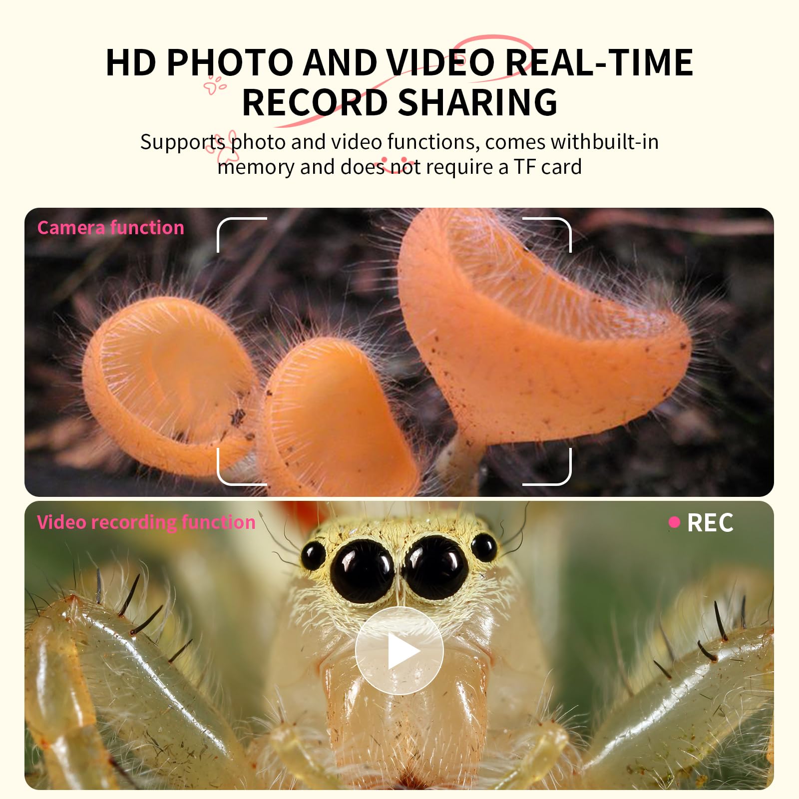 Microscopio per bambini 200X- 2 Pollici Microscopio Portatile con 8 LED Regolabili, MicroscopioDigitale Supporta la Registrazione di Foto e Video, Regalo di Natale per Bambini dai 3-12 Anni (Giallo)