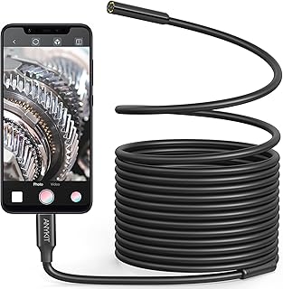 Anykit Endoscope Camera, 2 in 1 USB Inspection Camera with 8 LED Lights, Borescope with 10ft Semi-Rigid Cable, Type-C Snake Camera, IP67 Waterproof Scope Camera for iPhone, iPad, OTG Android Phone