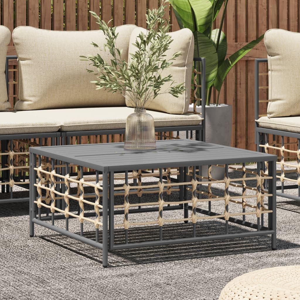 Table de jardin anthracite 70x70x34 cm en rotin synthétique et acier