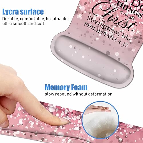 Miniatura 5 de Juego de almohadilla ergonómica para mouse con soporte de muñeca y teclado con posavasos, base de poliuretano antideslizante, fácil de escribir y