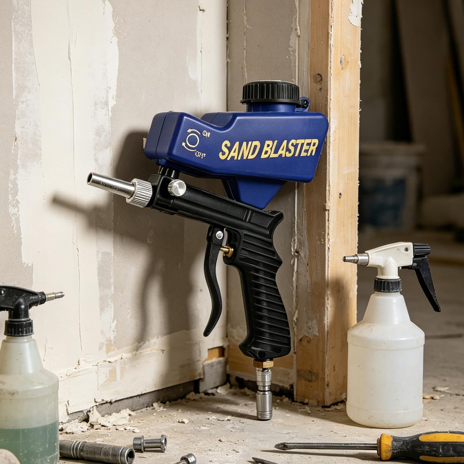 Équipement de Sablage au Bicarbonate,Outils Pneumatiques Réglables Anti-Fuite,Sablage Puissant À Poudre Abrasive - Pour Coquille De Noix, Soude, Rouille, Poudre, Peinture, Bois, Verre, Béton, Carrelag