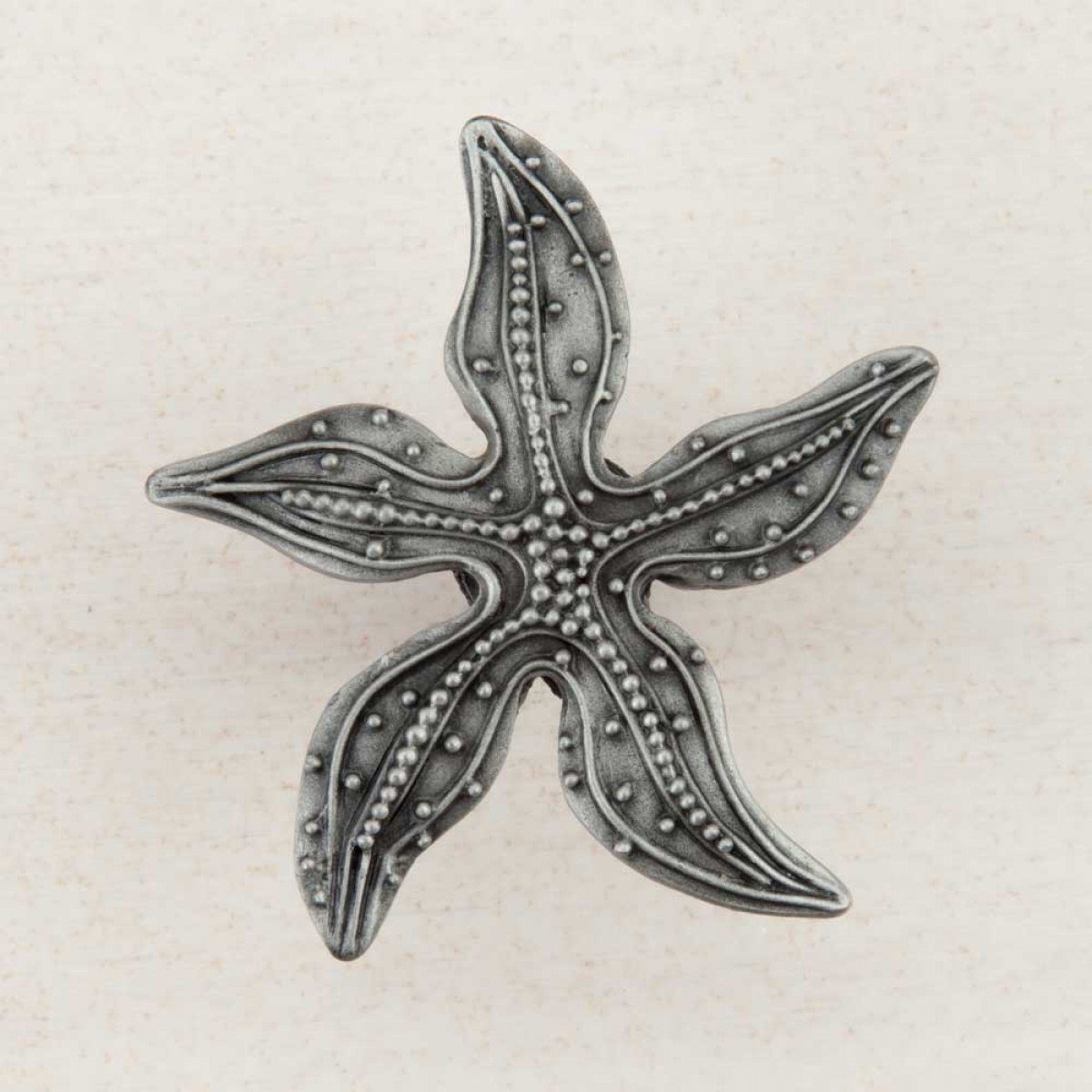 Bouton de placard en étoile de mer étain antique pour cuisine style bord de mer