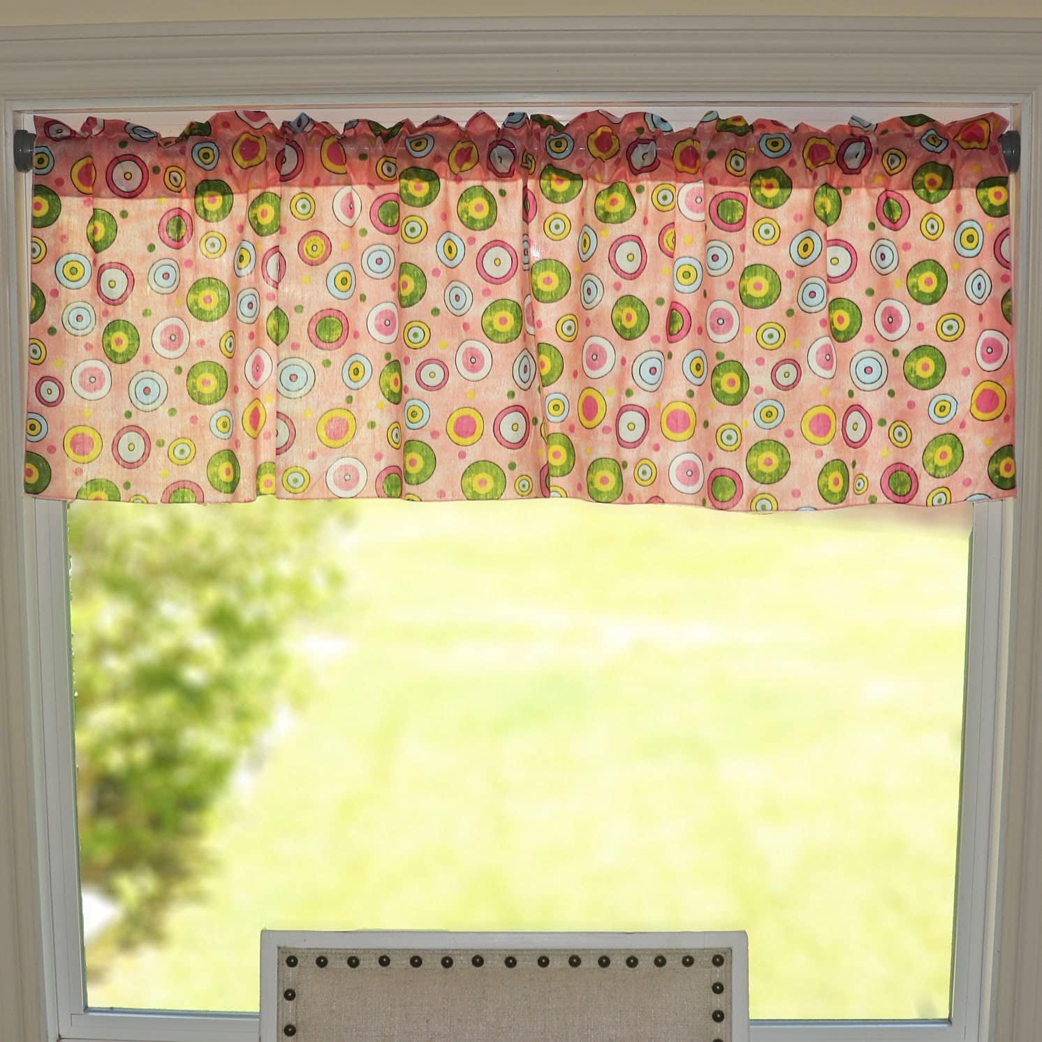 Zen Creative Designs Circles and Polka Dots Cotton Window Valance Home Décor Bedroom Nursery Kitchen Window (58" Wide x 32" Long, Blue)