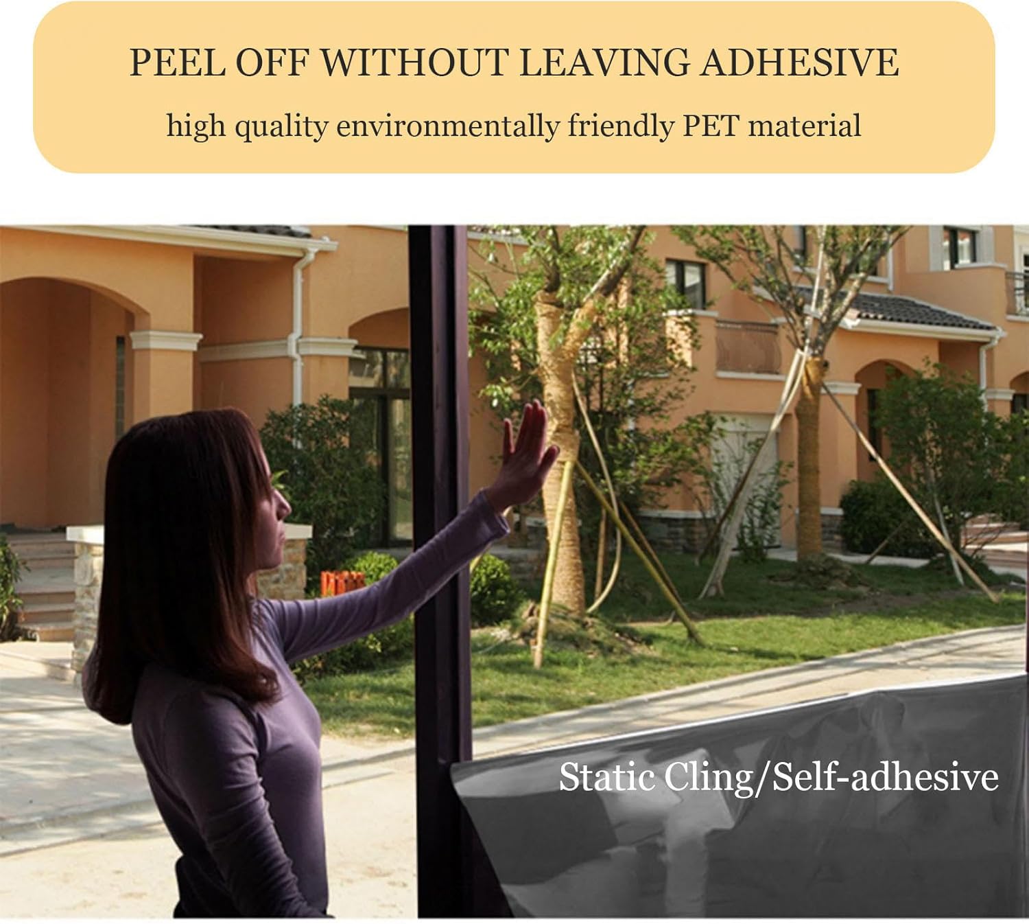 One Way Window Film Privacy, Anti Glare Mirror Window Film, Reflective Film for Glass Windows, Sun Protection Window Film, Self-Adhesive Window Sticker,WxH-90x400cm(35.4 * 157in)