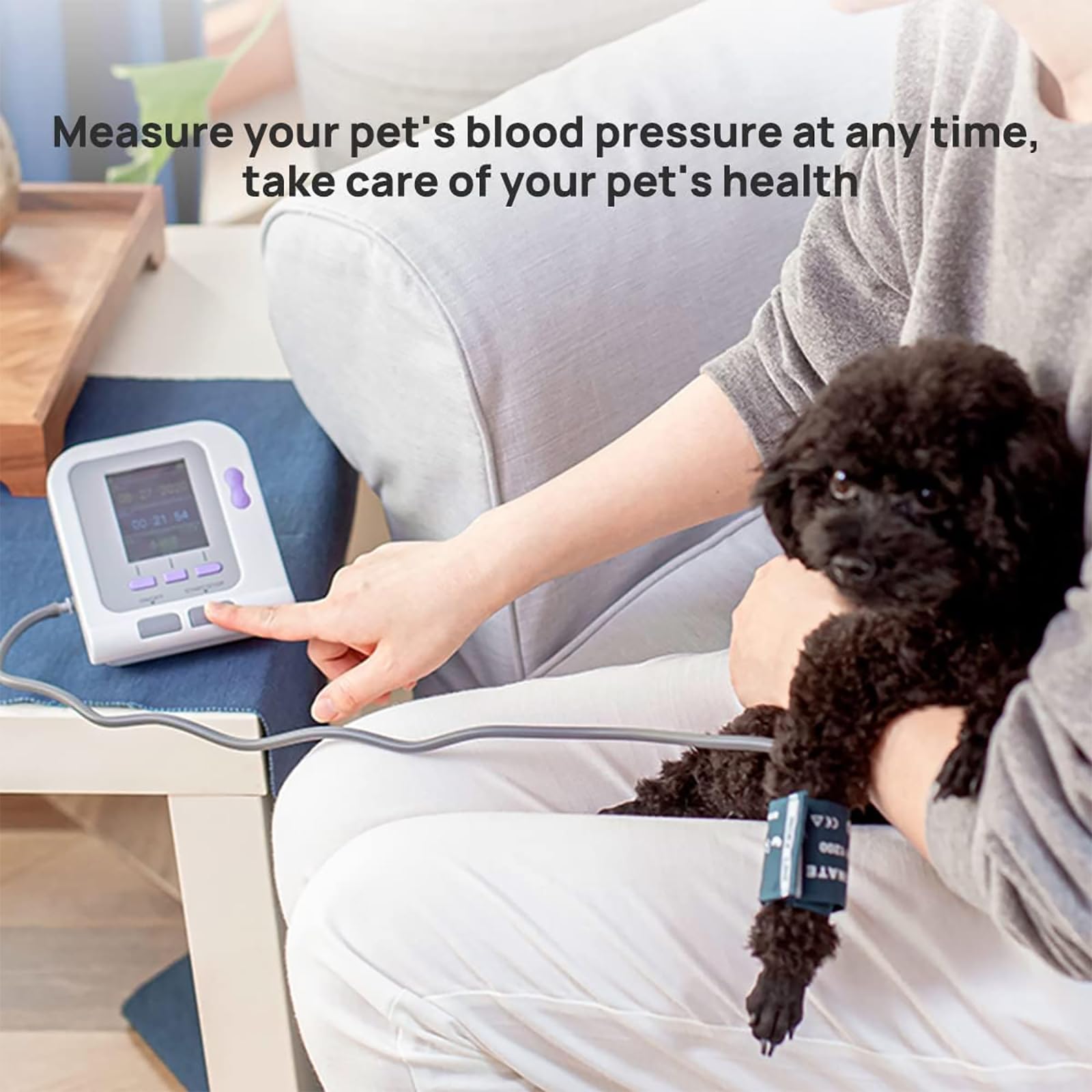 Monitor digital de presión arterial veterinaria, monitor de presión arterial totalmente automático en la parte superior del brazo con 3 modos y puños, 100 juegos de memoria para perros/gatos/mascotas