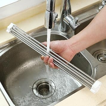 BUFFER® Sink Top Folding Finish Stainless Steel Practical Vegetable Fruit Dish Drying Strainer