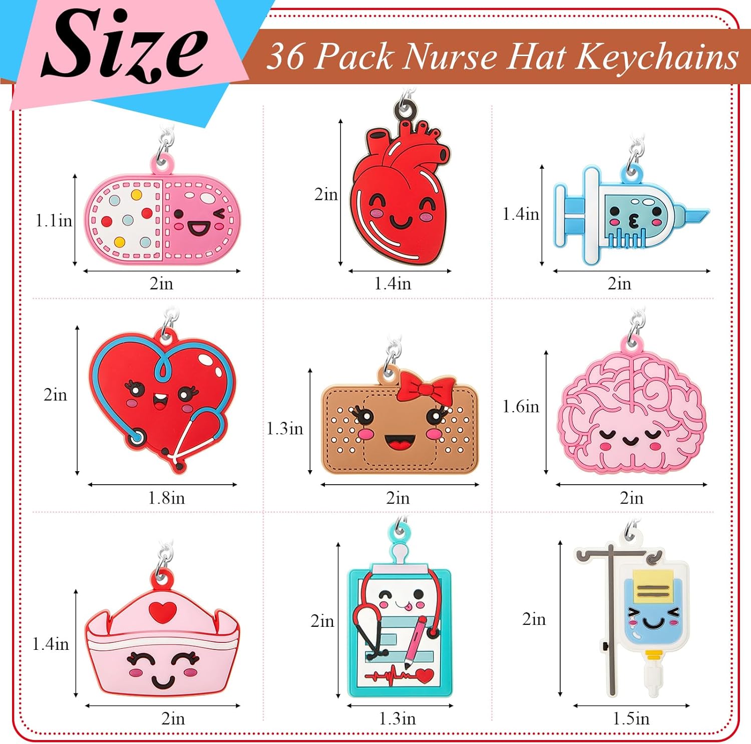 Henoyso 36 Pcs Nurse Keychain Gifts for Women Nursing Appreciation Gift Bulk for Nurse Day Medical Party Favors (Pretty Style) - Image 2