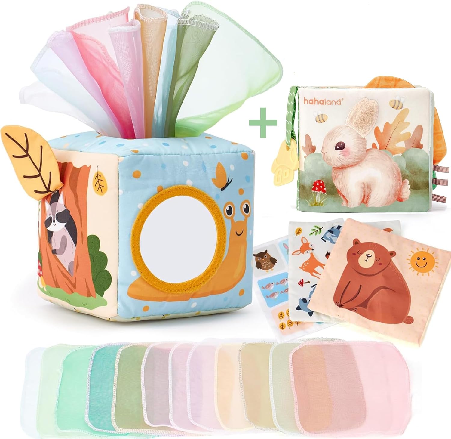 hahaland Baby Tissue Box Toy and Baby Book