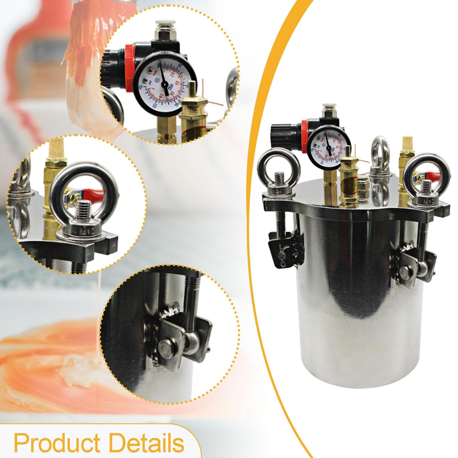 Milageto Glue Dispenser Pressure Tank, Stainless Steel, Easy to Clean, Glue Dispensing Machine Storage Barrel for Liquids, Glues, 2L