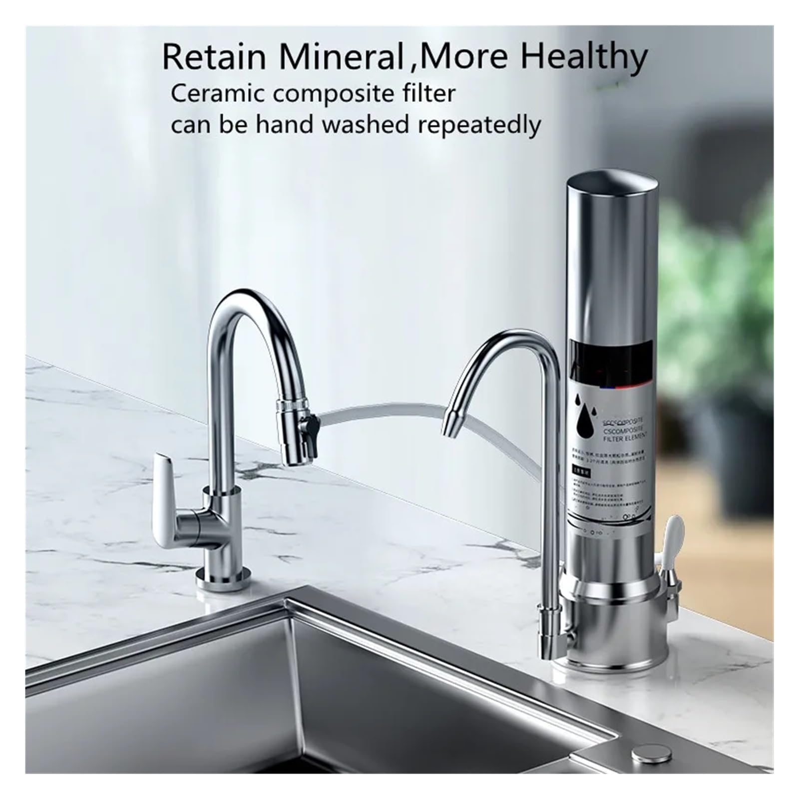 Kitchen Under Sink Drinking Water Filter Purifier Stainless Steel 0.01um Filtration System With Faucet