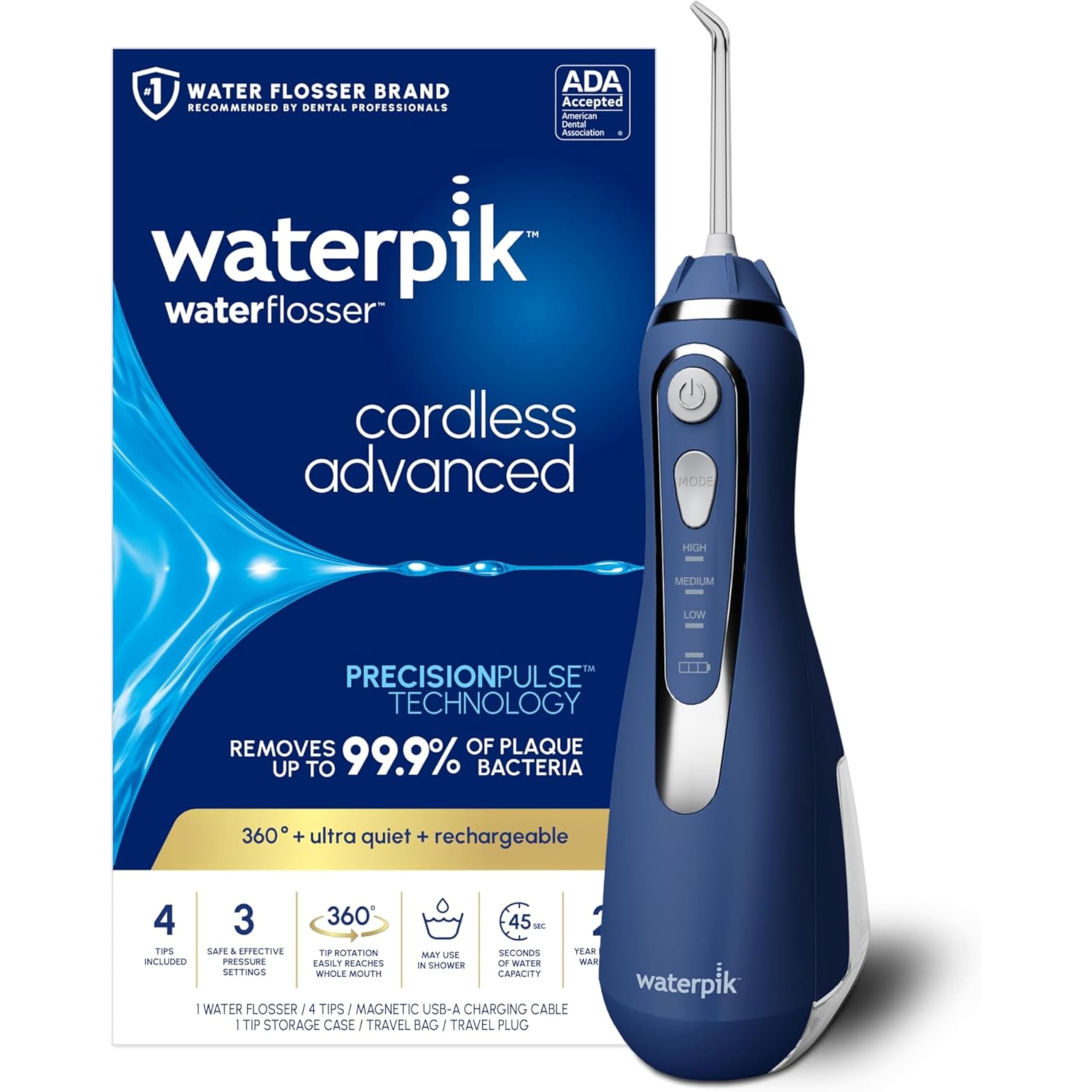 Waterpik Cordless Advanced Water Flosser, Classic Blue [US version]
