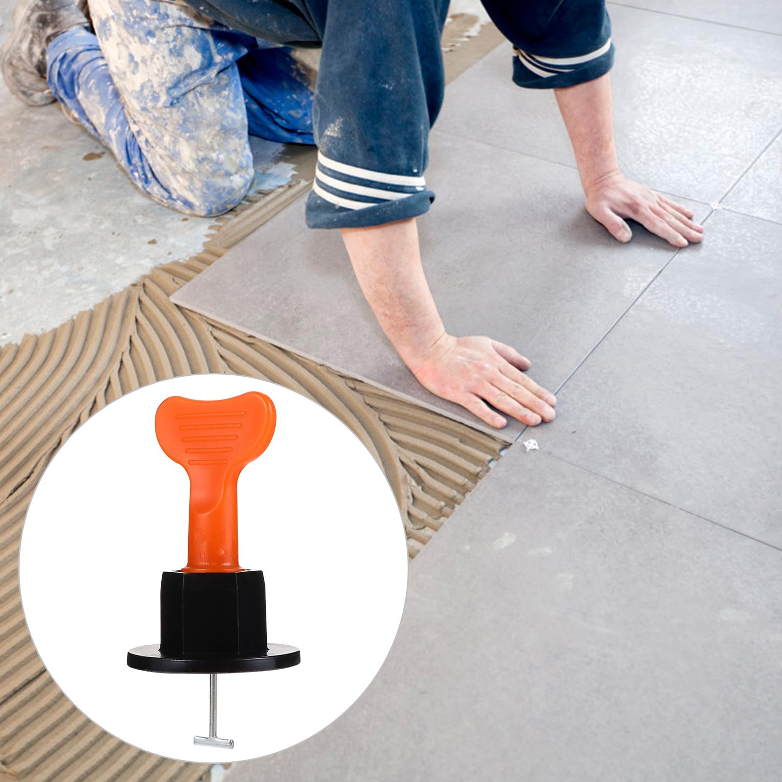 Ciieeo Kit de 100 Pièces de Nivellement de Carrelage Réutilisable en Plastique Aiguilles Interchangeables, Système de Pose pour Sols et Murs, Outil de Bricolage pour Pose Rapide
