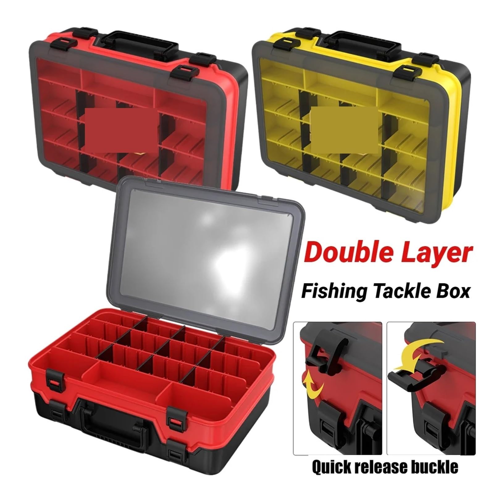 Scatola Porta-Attrezzi da Pesca Portatile, Doppio Strato, Staccabile, con Scomparto for Accessori da Pesca, Esca E Gancio. per ami, Esche