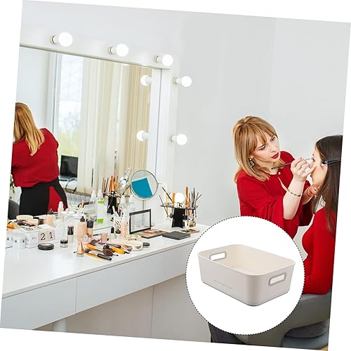 Miniatura 6 de Alipis Caja de almacenamiento de cosméticos de mimbre cesta de aseo blanco soporte de maquillaje caja de almacenamiento de escritorio para baño