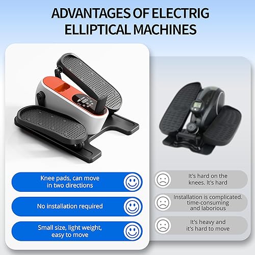 Miniatura 6 de Ejercitador elíptico de piernas con pedal eléctrico sentado, máquina elíptica debajo del escritorio para el hogar y la oficina, modo manual
