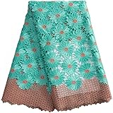 SJD LACE African Lace Fabric 5 Yards Embroidery Print Gilding Lace Fabric for Wedding/Party/Daily Sewing