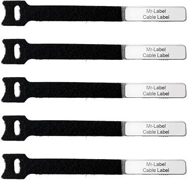 Mr-Label -1/2" Write on Cinch Straps - Reusable Fastening Cable Ties - Identify Quickly Cord Labels Cable Organizer- for Data Centers|Telecom|MRO| Audio/Video Applications 20