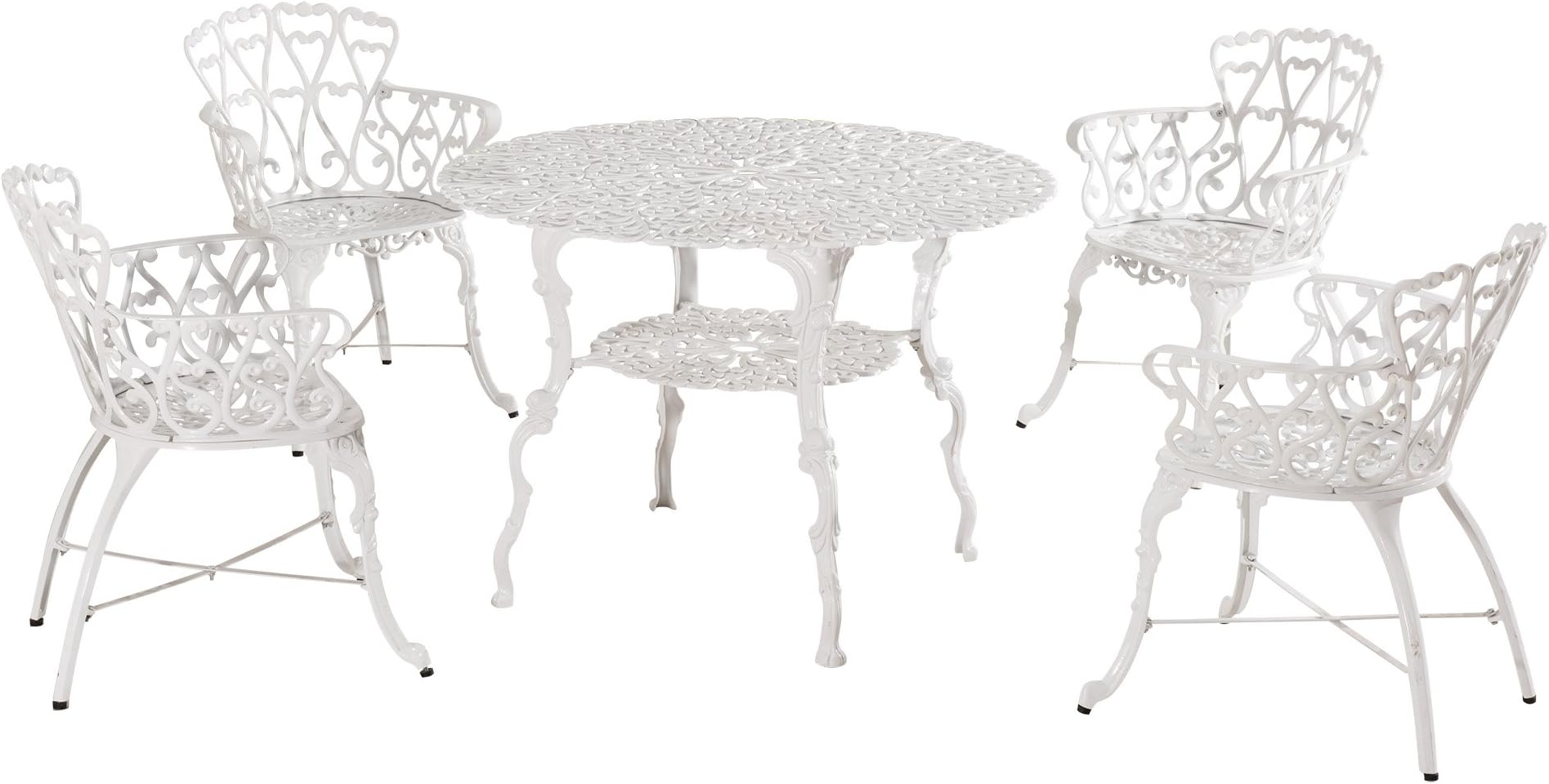 Sunjoy Arriva White Dining Set Made of Aluminum, 40 Inches by 40 Inches by 28 Inches