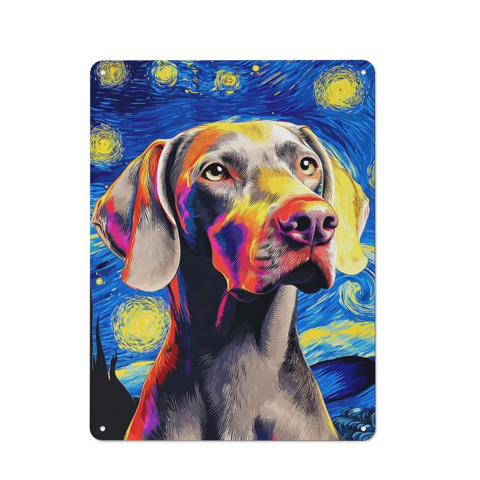 Junmoney Starry Night Dog Portrait -14 Vintage Tin Sign 40X30cm, Rustic Bistro Wall Plaque For Kitchen, Cafe, Pantry Or Dining Room