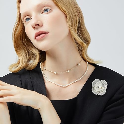 Miniatura 8 de SHE'S FREE STYLE JUST FOR YOU Snail Brooches and pins for women, Sparkling Cubic Zirconia & Pearl Copper Pin, 2.36" Long Clasp Design Playful