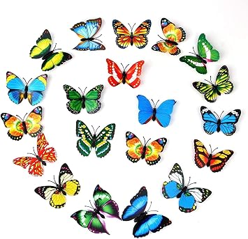 20pcs 3D PVC Butterfly Magnet Wall Decoration with Refrigerator MagnetsColor Random