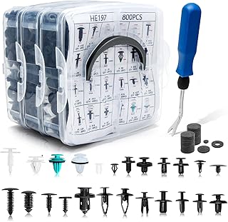 821PCS Car Retainer Clips 24 Most Popular Sizes Plastic Fasteners Kit Fender Rivet Clips Auto Push Pin Rivets Kit with 1 Fastener Remover for GM Ford Toyota Honda Chrysler