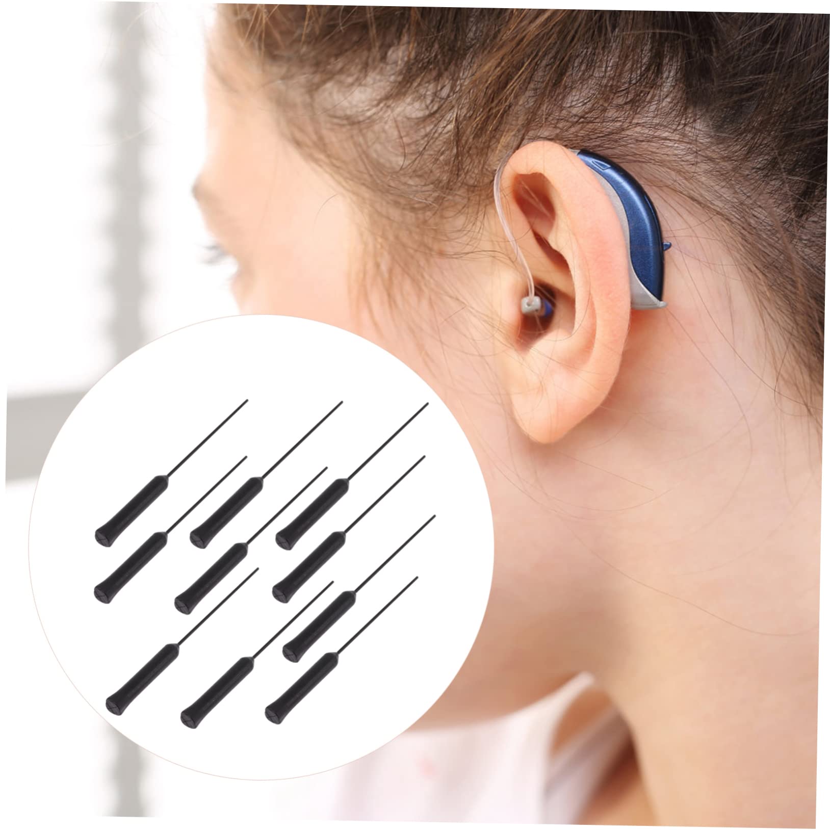 BEBEMOKO 2sets Cleaning Tools Accessories Kit Hearing Amplifier Cleaning Rods Vent Cleaner Cleaning Brush Multi-Functional Portable 10pcs*2